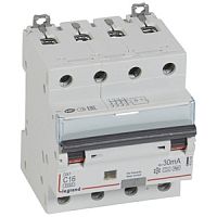 Выключатель автоматический дифференциальный DX3 4п 16А C 30мА тип HPI | код. 411244 |  Legrand 